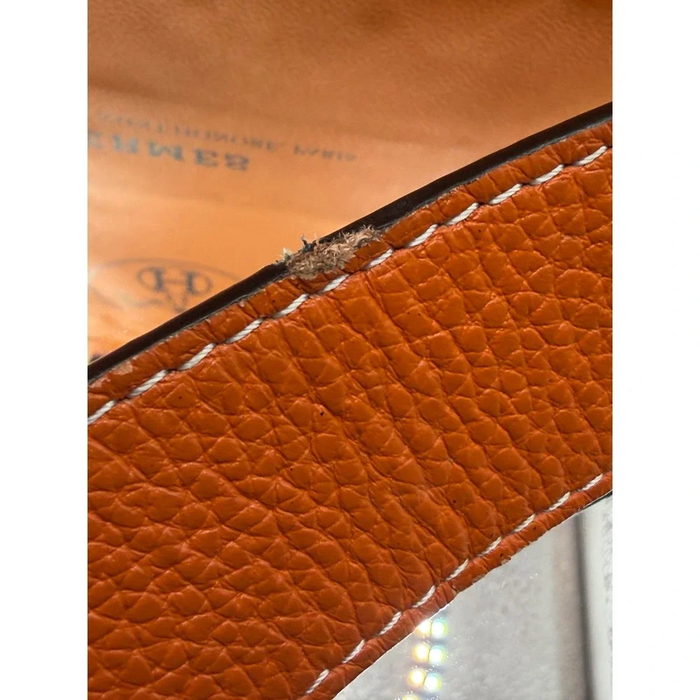 Hermes Reversible Belt Strap Black Orange Togo Epsom Leather 125cm France